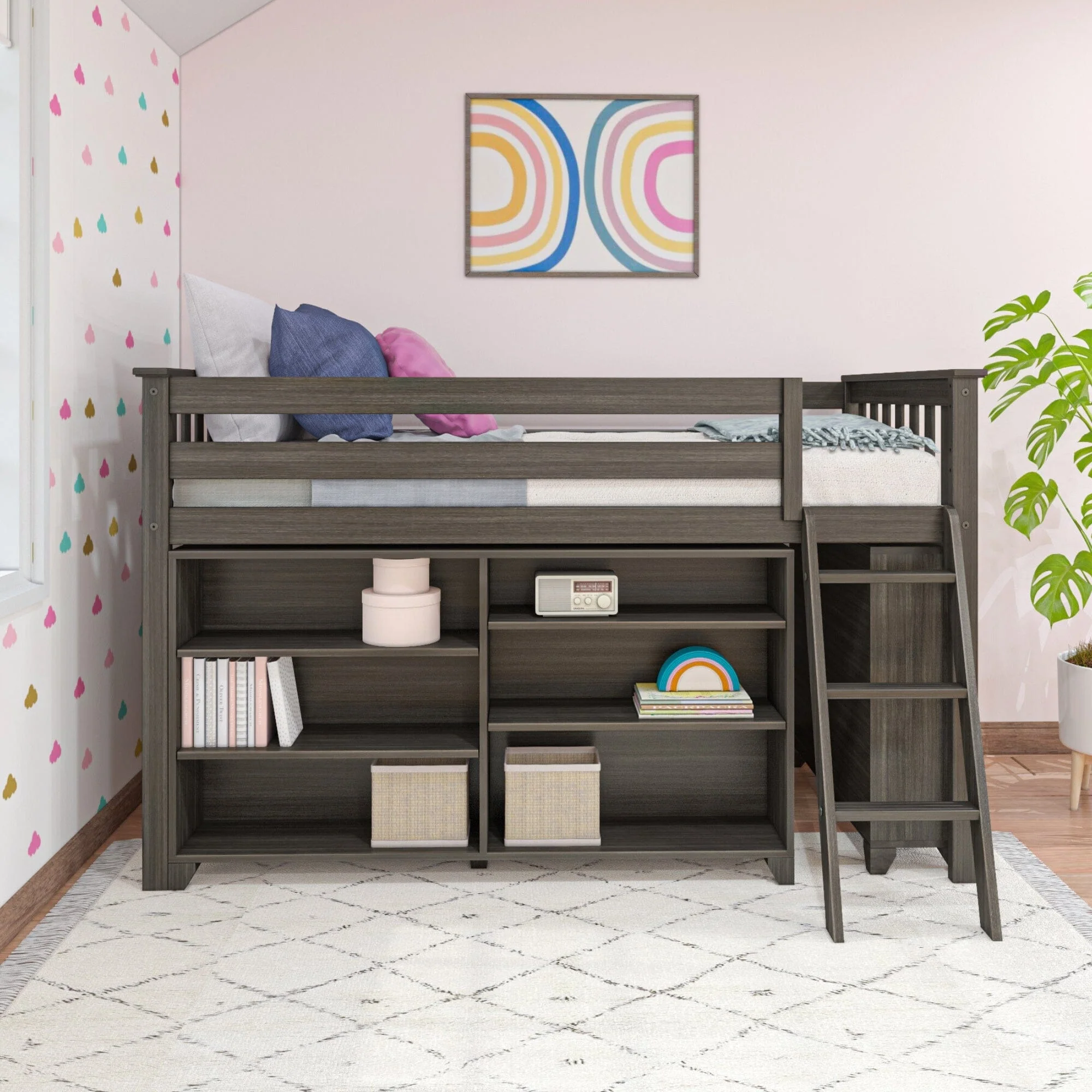 Twin Low Loft Bed With Bookcases - Image 4