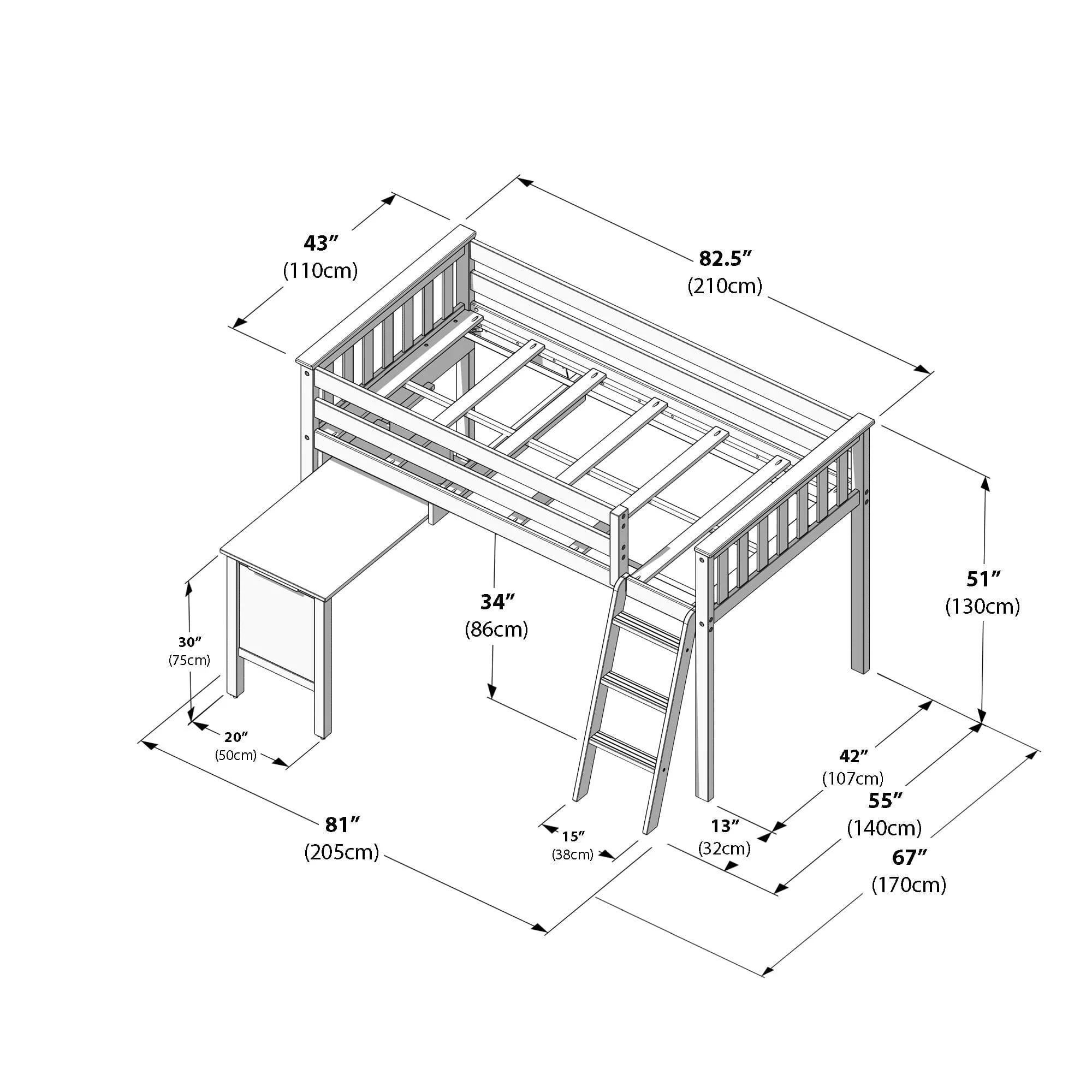 Twin Low Loft Bed With Desk - Image 14