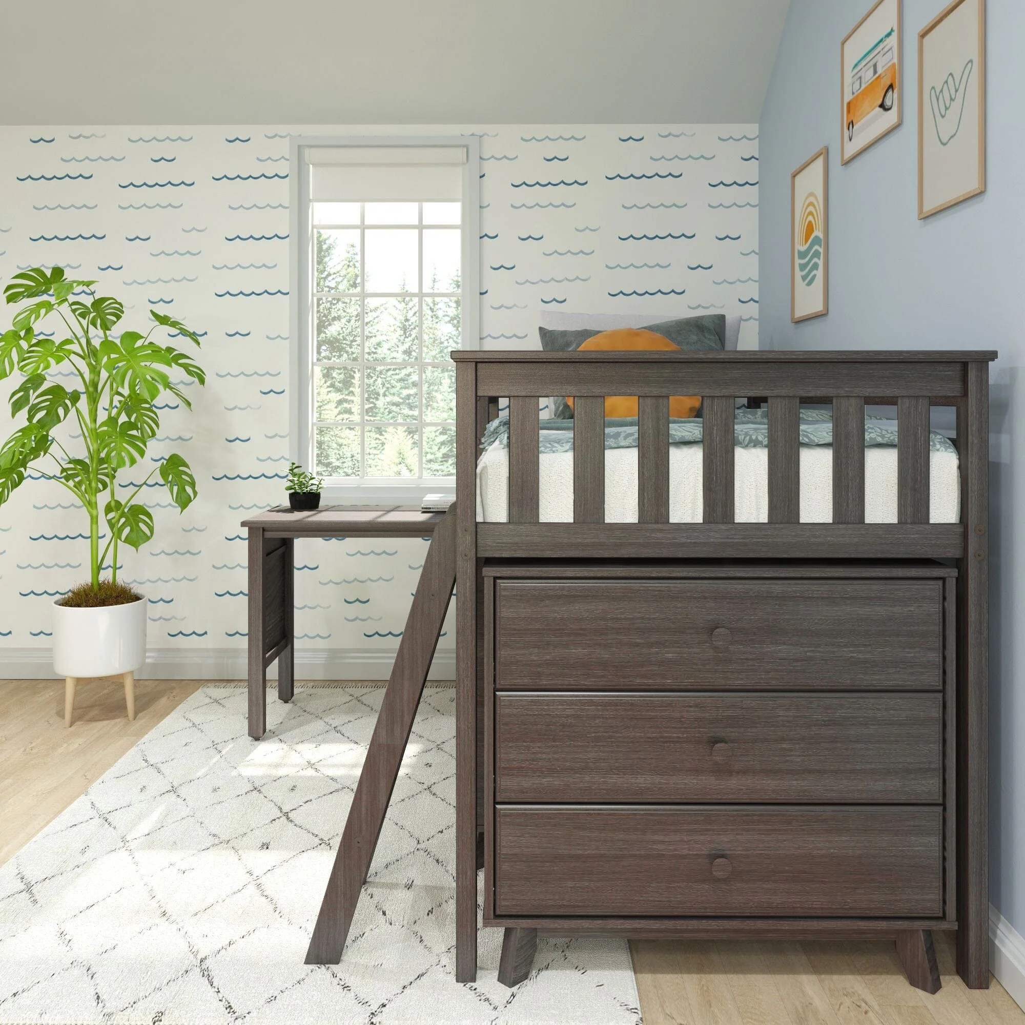 Twin Low Loft Bed With Desk & Dressers - Image 10