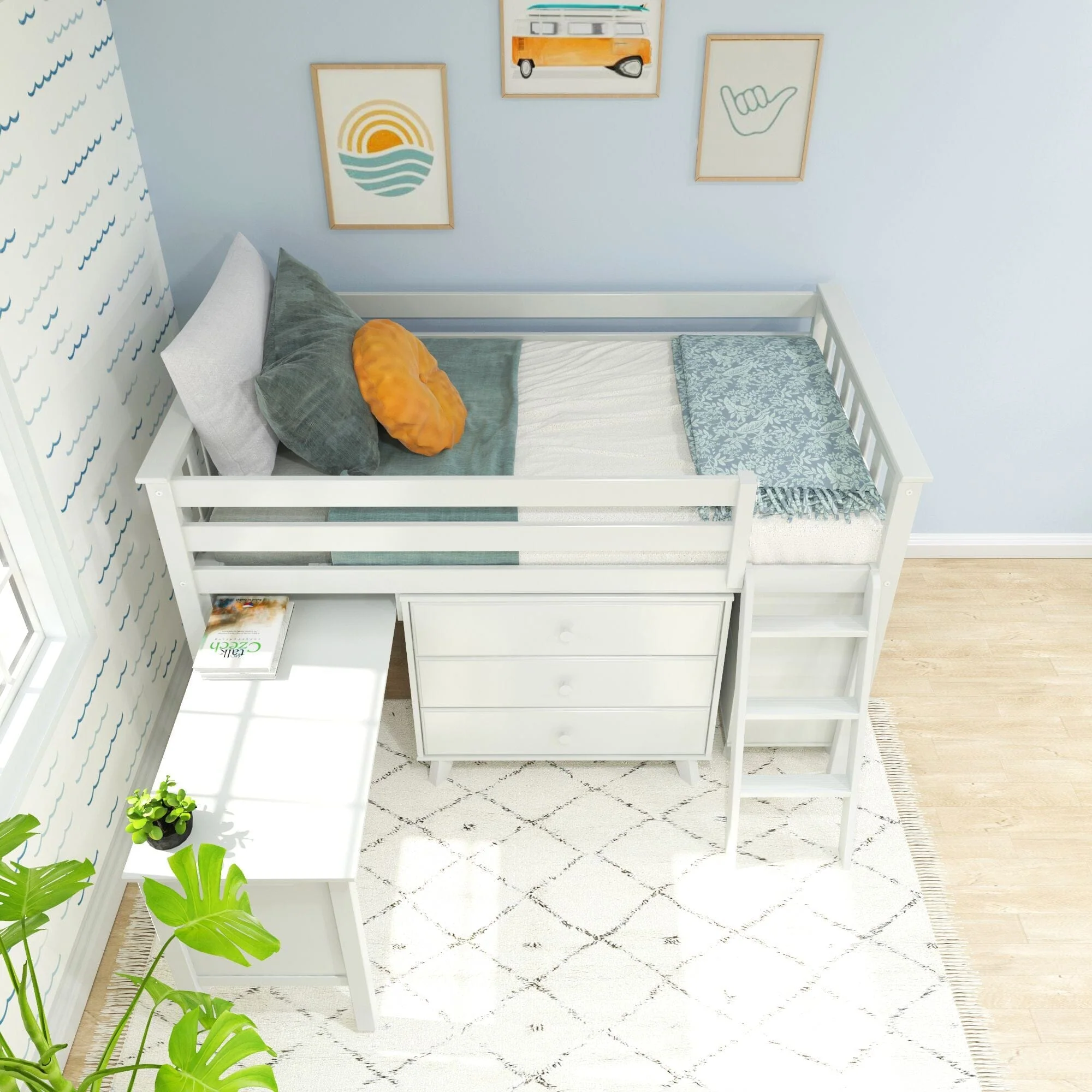 Twin Low Loft Bed With Desk & Dressers - Image 11