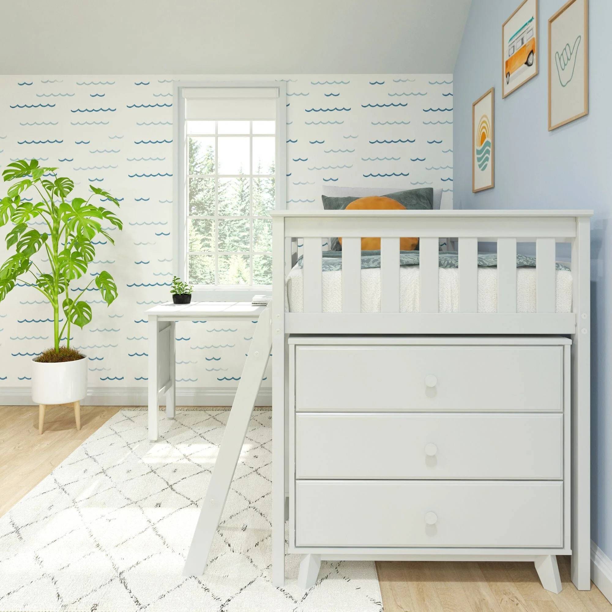 Twin Low Loft Bed With Desk & Dressers - Image 7