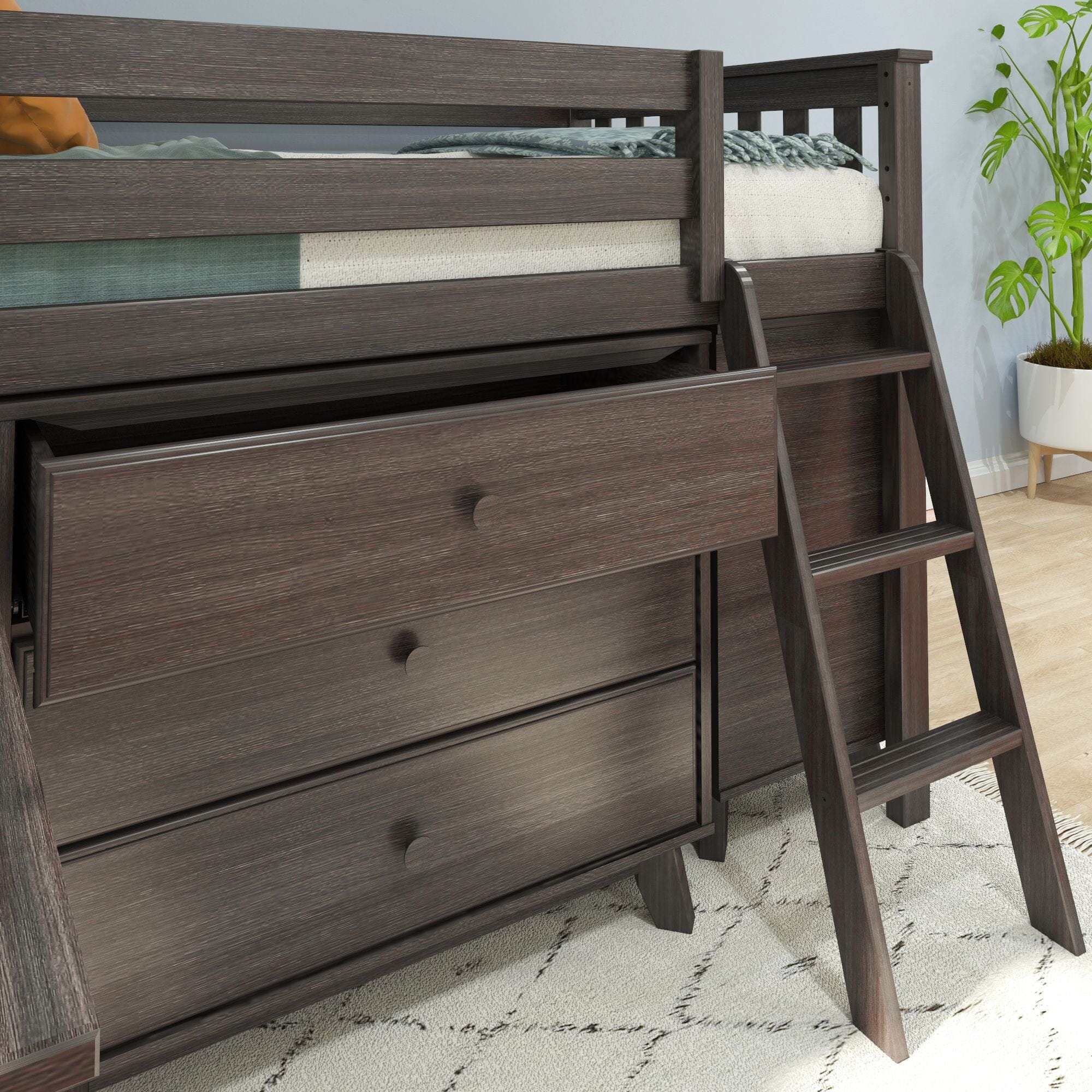 Twin Low Loft Bed With Desk & Dressers - Image 8