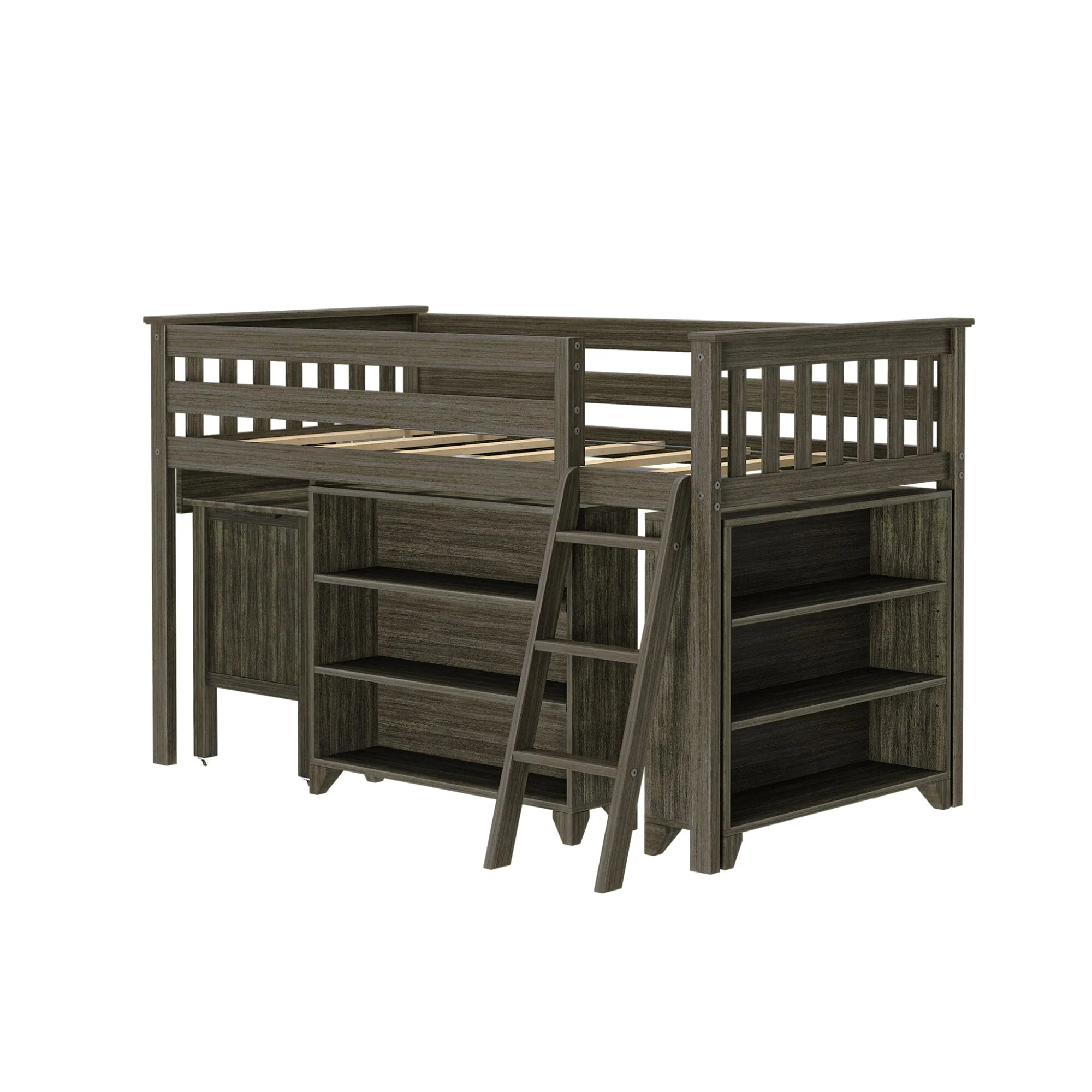 Twin Low Loft Bed With Desk & Bookcases - Image 6