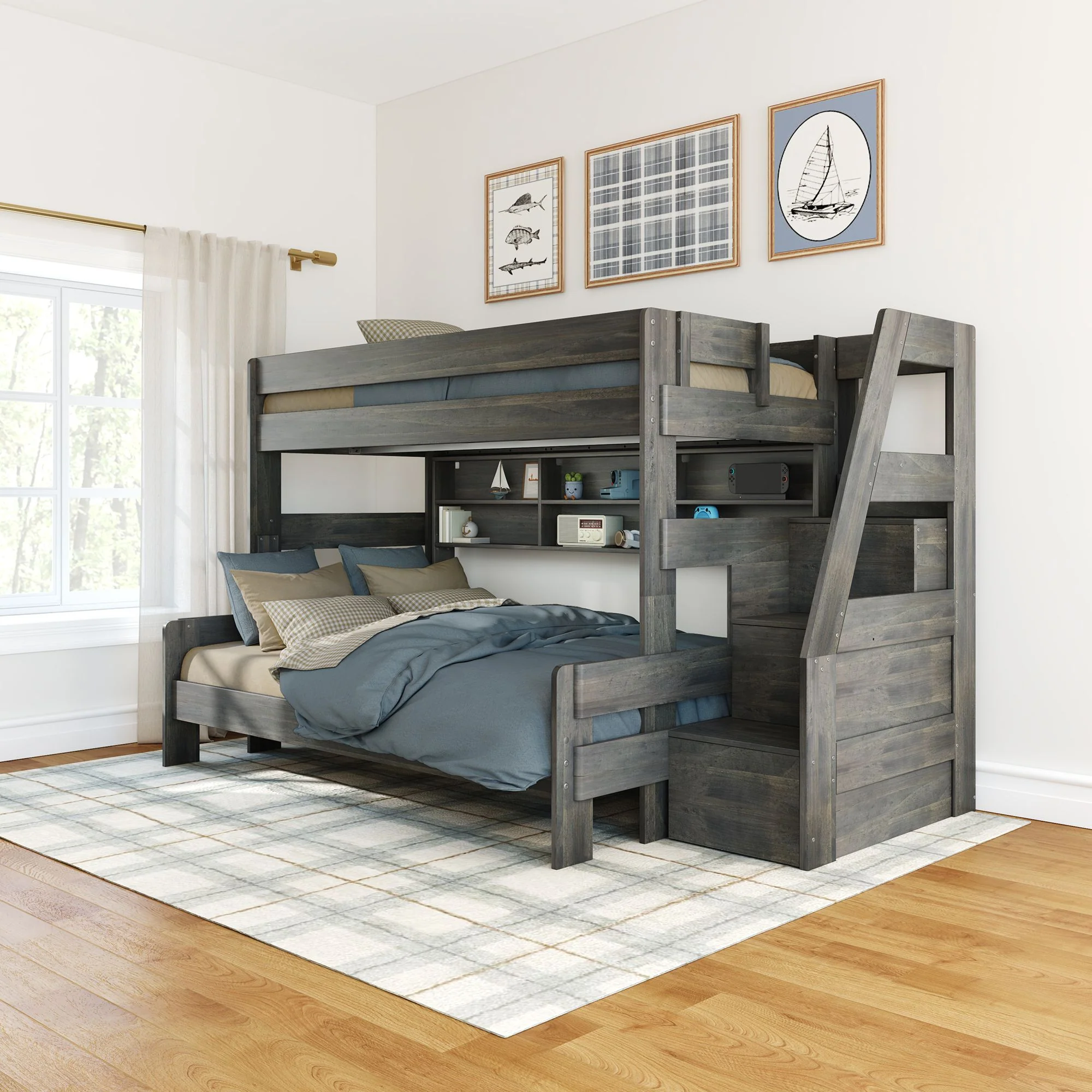 XL Modern Farmhouse Bunk Bed Bookcase - Image 19
